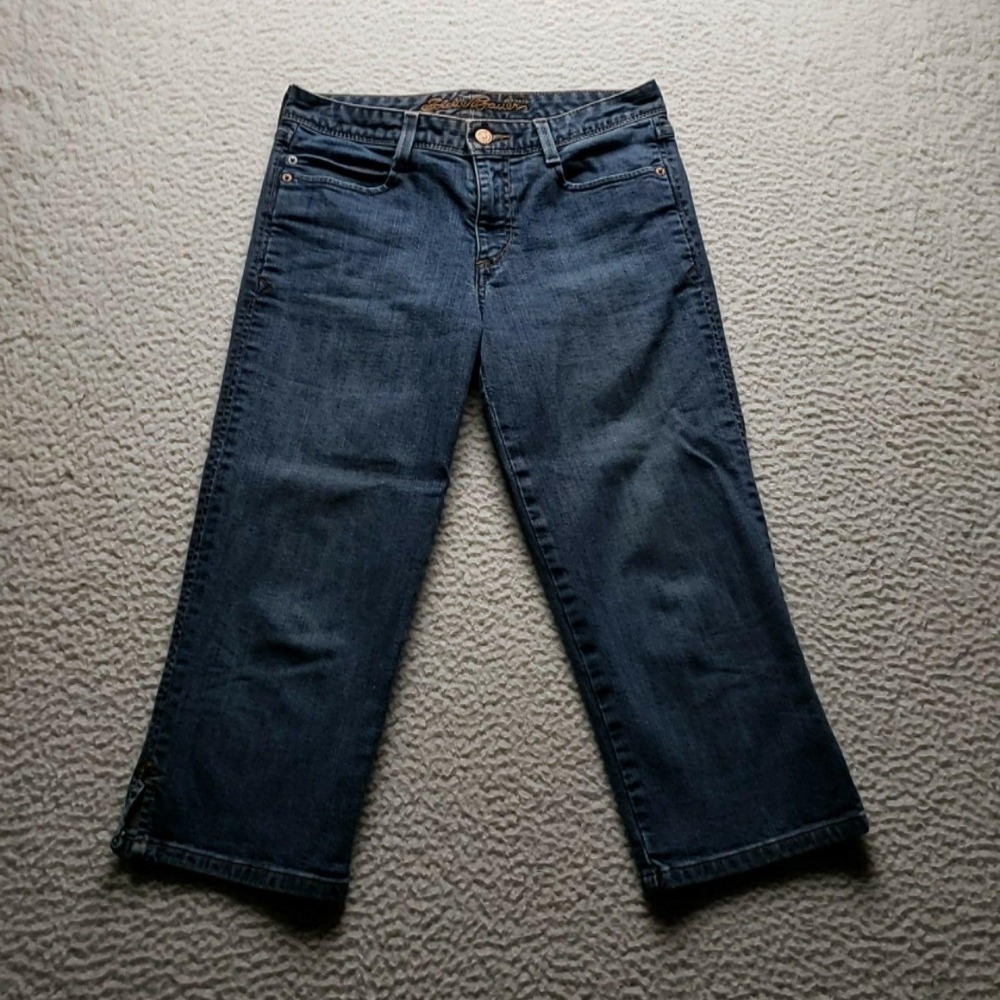 Eddie Bauer Capri Jeans Womens 2 Blue Medium Wash 21" Novelty 5 Pocket Stretch